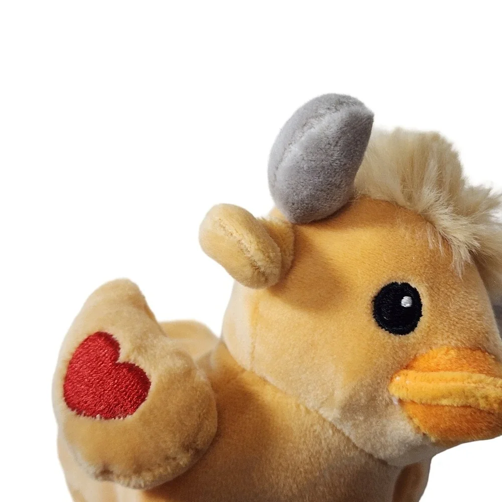 Way to Celebrate Highland Cow Duck Plush Backpack Clip Yellow Heart 4 Inch NWT